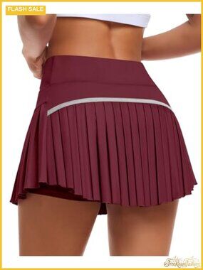 Pleated Tennis Skirt High Waist Golf Skort Built-in Shorts